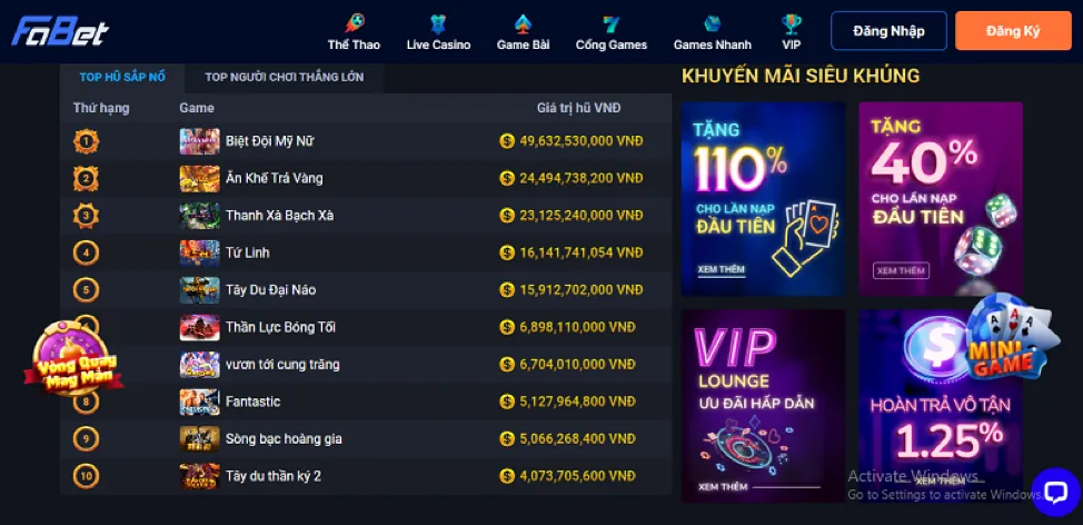 Tiền thưởng hấp dẫn